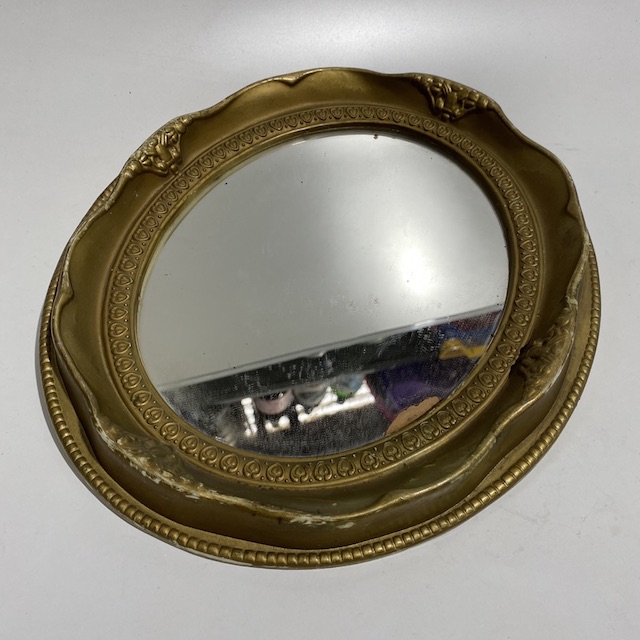 MIRROR, Gold Gilt Oval Frame - Small